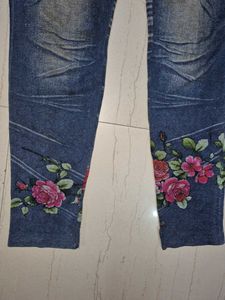 Hand-Painted flowerJeggings