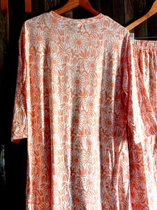 orange🍊 white co-ord set or night suit 💯 hosiery