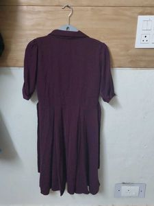 Stylish Plum V-Neck Midi Dress