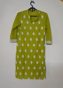 Lime Green Embroidered Kurta