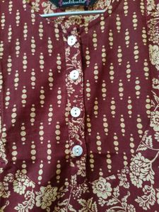 Elegant Brown Floral Print Kurta