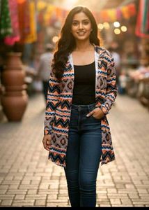 Patterned Duster Cardigan Or Shirt