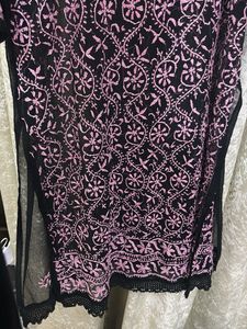 Black Net Chikankari Kurta