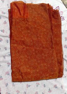 Tissue saree plain no work only print