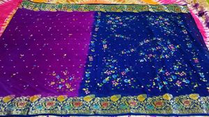 Purple Embroidered Party Wear Saree