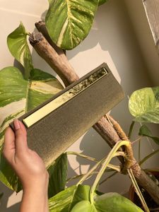 Olive Green Clutch with Gold Accent