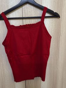 Red Sleeveless Knit Tank Top