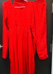 Vibrant Red Kurta Set with Trousers