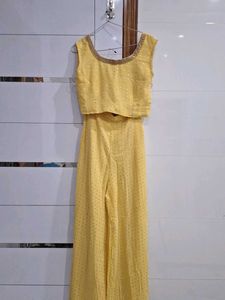 Elegant Yellow Kurta plazo Set with Sequins