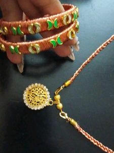 Copper Tone Necklace, Earrings &amp; Bangles Set