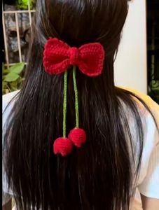 Handmade Crochet Cherry Hair Clip