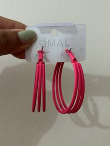 Hot Pink Triple Big Hoop Earrings