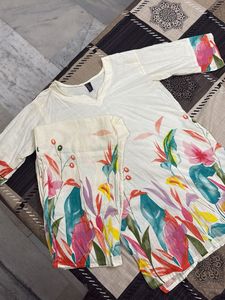 Vibrant Tropical Print Kurta Set