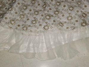 Elegant White &amp; Gold Embellished Gown