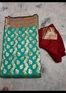 Elegant Teal Banarasi Saree