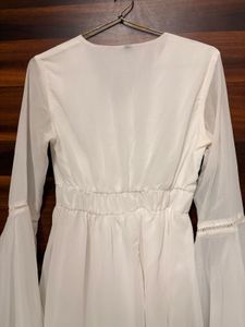 Chic White Bell Sleeve Mini Dress