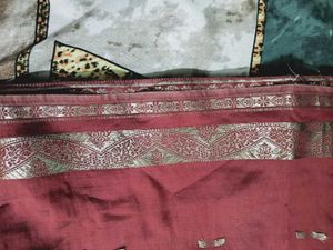 Elegant Maroon Saree with Golden Accents