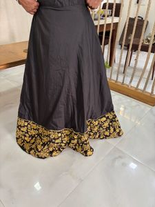 Elegant Black Skirt with Golden Embroidery