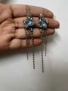 Alt Grunge Opalite Chain Drop Earrings