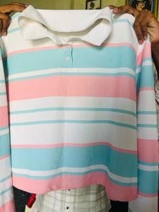 Striped Long Sleeve Crop Top