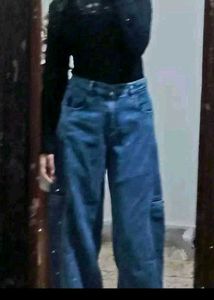 Wide Leg Blue Denim Jeans