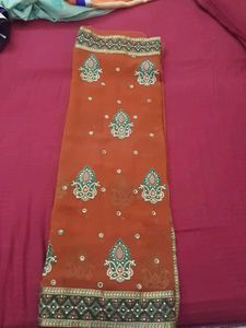 Embroidered Brown Saree