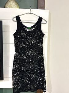 Black Crochet Mini Dress