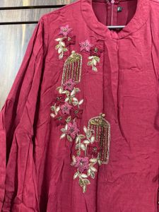 Elegant Maroon Embroidered Ethnic Gown