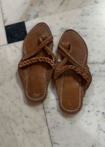 Brown Braided Leather Kolhapuri Chappals