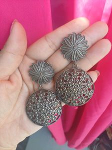 Brass Floral Statement Earrings