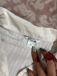Chic Textured White Button-Up Top