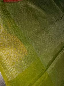 Elegant Orange Saree with Green Border