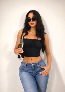 Black Spaghetti Strap Crop Top