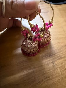 Stunning Pink Jhumka Earrings