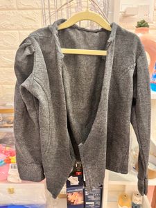 Stylish Grey Open-Front Jacket