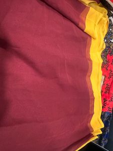 Elegant Maroon &amp; Gold Border Saree