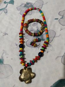 Boho Beaded Necklace and Bracelet Set