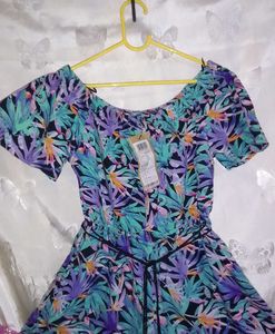 Tropical Print Off-Shoulder Romper