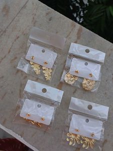 Gold Flower Dangle Earrings