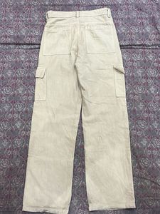 beige straight fit cargo