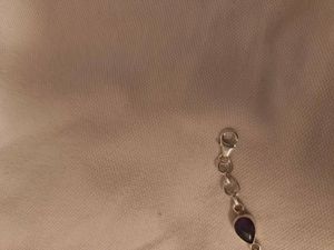 Natural Amethyst  sterling silver bracelet . fixed