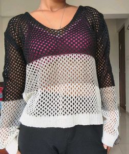 Trendy Y2K Mesh Knit Sweater Top