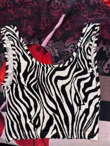 Zebra Print Crop Top very stretchable small size
