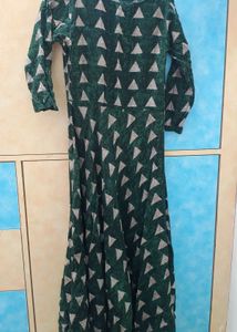 Green Geometric Print Maxi Dress