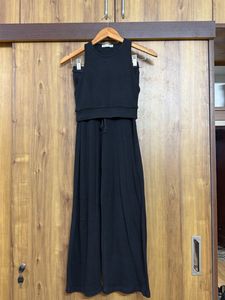 Black Ribbed Crop Top & Palazzo Set