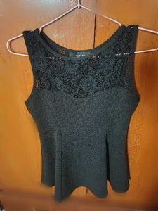 Chic Black Lace Peplum Top