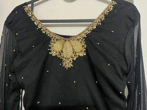 Elegant Black Kurta with Gold Embellishments