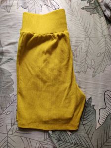Bright Yellow Ribbed Shorts