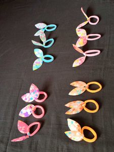 Cute Bunny Ear Hair Ties combo of 12