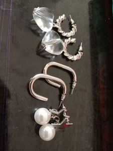 Combo Of Contemporary Silver Earrings